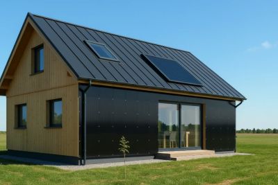 Nowoczesny, ekologiczny dom z dużymi przeszkleniami i drewnianą elewacją