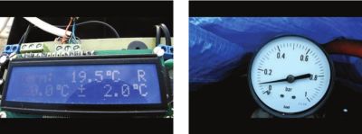 Fotografia 20 i 21. Badania wpływu temperatury substratu na ilość wytworzonego biometanu.